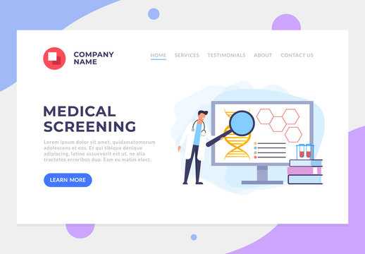 Biotechnology researching banner poster website page interface concept. Vector flat graphic design cartoon illustration