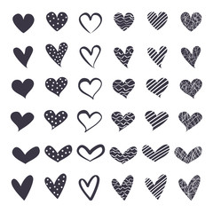heart icon set hand drawing