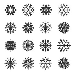 Hexagram star flower Icon Set back and white