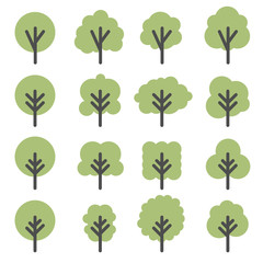 Tree Icon set cartoon. Vector
