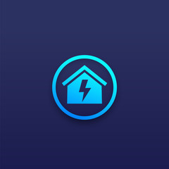 electricity in house icon, vector