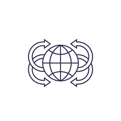 Globe with arrows vector line icon