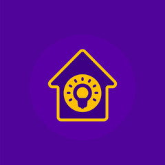 house and light bulb icon, vector flat design
