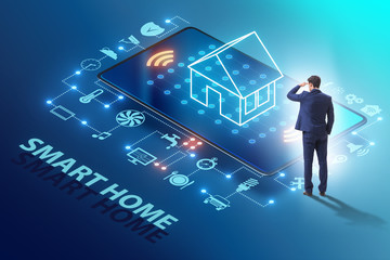 Smart home concept with devices and appliances