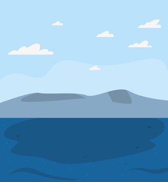landscape coast ocean tropical icon vector ilustration
