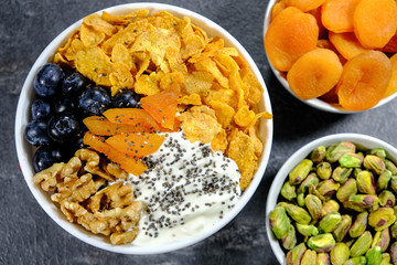 Healthy Breakfast Bowl Cereals Fruits and Nuts
