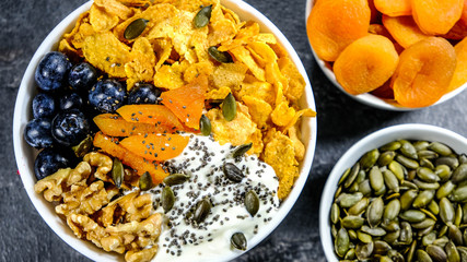 Healthy Breakfast Bowl Cereals Fruits and Nuts