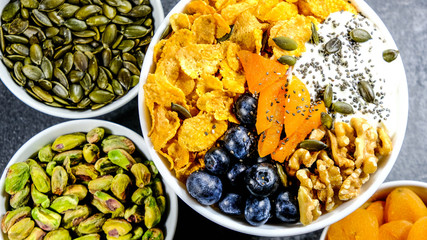 Healthy Breakfast Bowl Cereals Fruits and Nuts