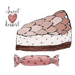 Vector isolated cake or cupcake, dessert coloring