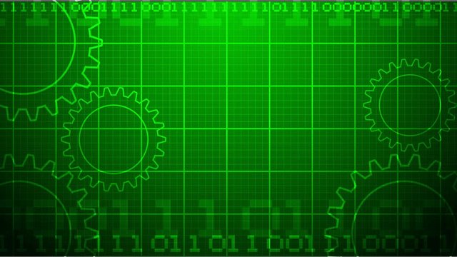 sfondo, ingranaggi, ingranaggio, video, 4k, codice binario, informatica