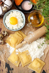 Raw homemade delicious traditional italian ravioli