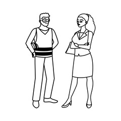 male builder constructor with woman engineer