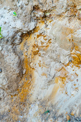 closeup of sea salt, colorful sand on the beach 