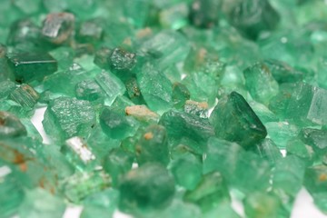 Emerald raw gemstones
