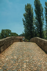 Cobblestone pavement over an old Roman bridge in Portagem