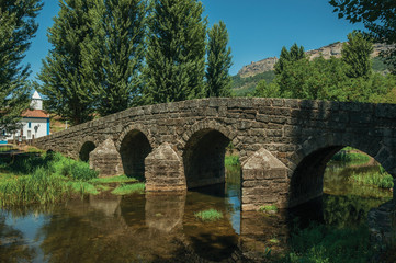 Old Roman stone bridge over the Sever River in Portagem