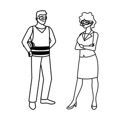 male builder constructor with woman engineer