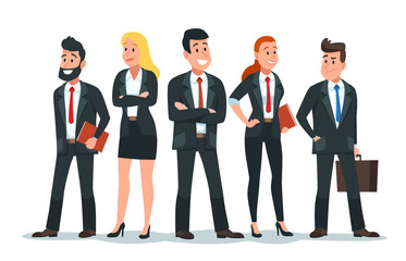 Business people team. Office teamwork, professional finance workers group and businessman characters. Salesman team, colleagues conference meeting or freelance businessman vector cartoon illustration