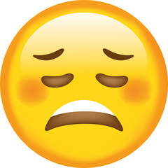 Emoji. Sad face.  Cute emoticon isolated on white background.