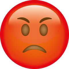 Face. Angry. Emoji. Cute emoticon isolated on white background.