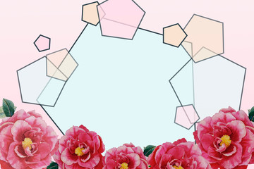 Watercolor painting Roses flowers frame text.