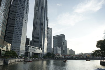 Obraz premium Various modern buildings with futuristic design in Singapore