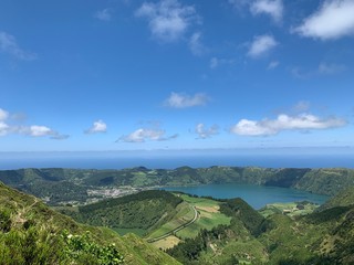 panoramic view of the island on São Miguel island, Azores, Portugal near Sete Cidades
