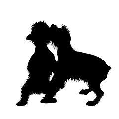Vector silhouette of couple of dogs. Symbol of animal friends on white background.