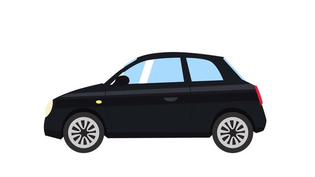 Cartoon isolated black car flat animation side view