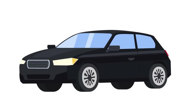 Cartoon isolated black car flat animation