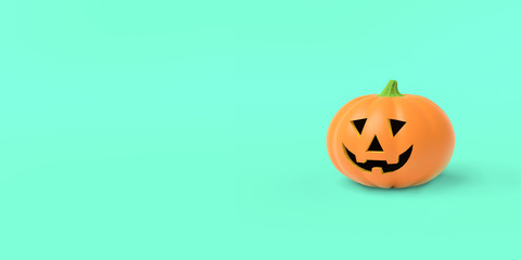 Orange pumpkin on an blue background. 3D-rendering.