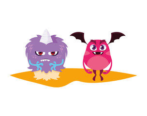 funny monsters comic characters colorful