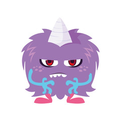 funny monster with horn comic character