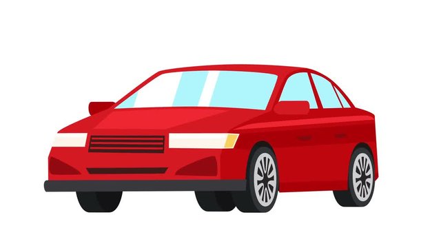 Cartoon isolated red car flat animation