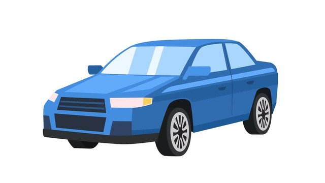Cartoon isolated blue car animation