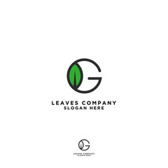 Leaf logo design icons with initial G templates for natural products or companies - Vector