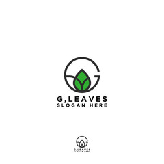 Leaf logo design icons with initial G templates for natural products or companies - Vector