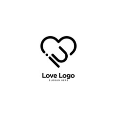 Love Logo Design Outline Monoline
