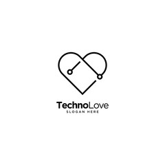 Obraz premium Technology Love Logo Outline monoline