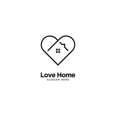 Obraz premium Love Home Logo Outline Monoline