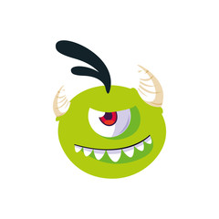 funny monster with horns comic character