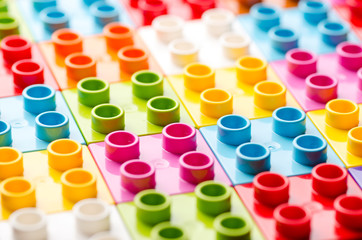 Bright multi-colored children's plastic blocks