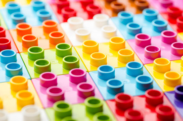 Bright multi-colored children's plastic blocks