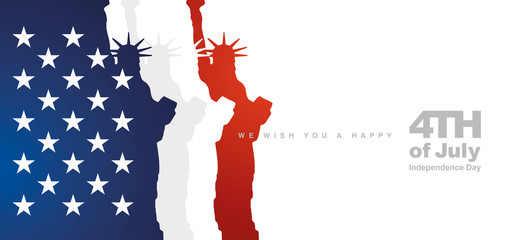 4th of July abstract flag Statue of Liberty blue white red banner