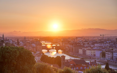 Obraz na płótnie Canvas The sunset over Florence, capital of Italy’s Tuscany region.