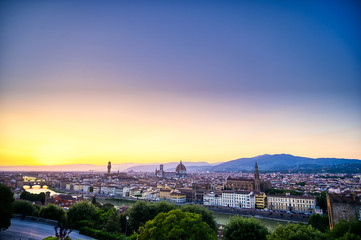 Fototapeta na wymiar The sunset over Florence, capital of Italy’s Tuscany region.