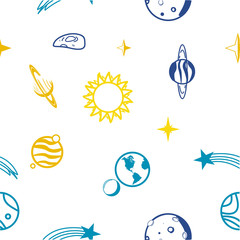 Seamless pattern. of the planet on white background