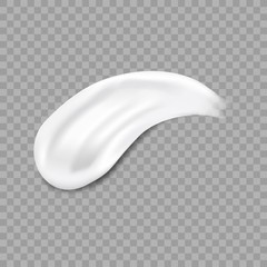 Realistic cream smears isolated on transparent background. White cosmetic creamy stroke. Creamy concealer smooth foam smear. Moisturizing skin gel. Mock up template for your design.
