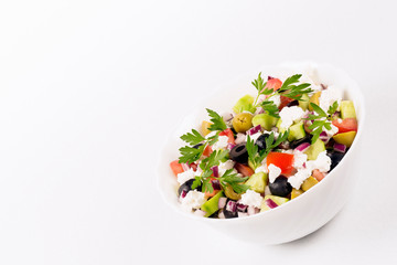 Greek salad white background