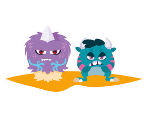 funny monsters comic characters colorful